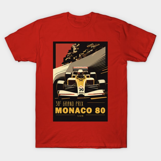 1980 Monaco Grand Prix Travel Poster T-Shirt by GreenMary Design